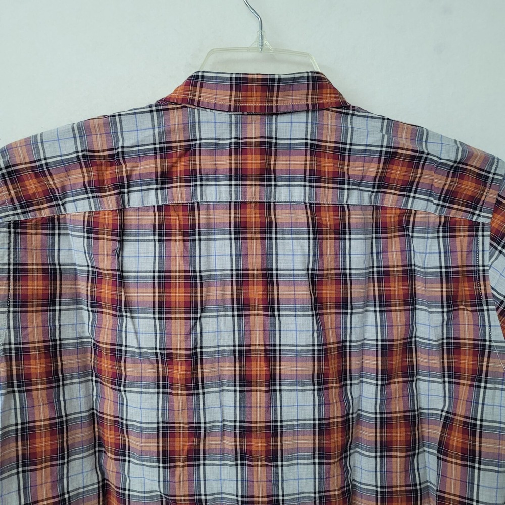 Vince Shirt Mens‎ L Orange Plaid Cotton Lightweight Long Sleeve Casual Office - Picture 7 of 11